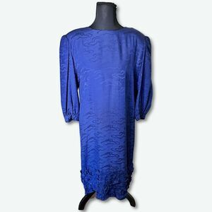 Argenti Vintage 100% Silk Long Sleeve Dress